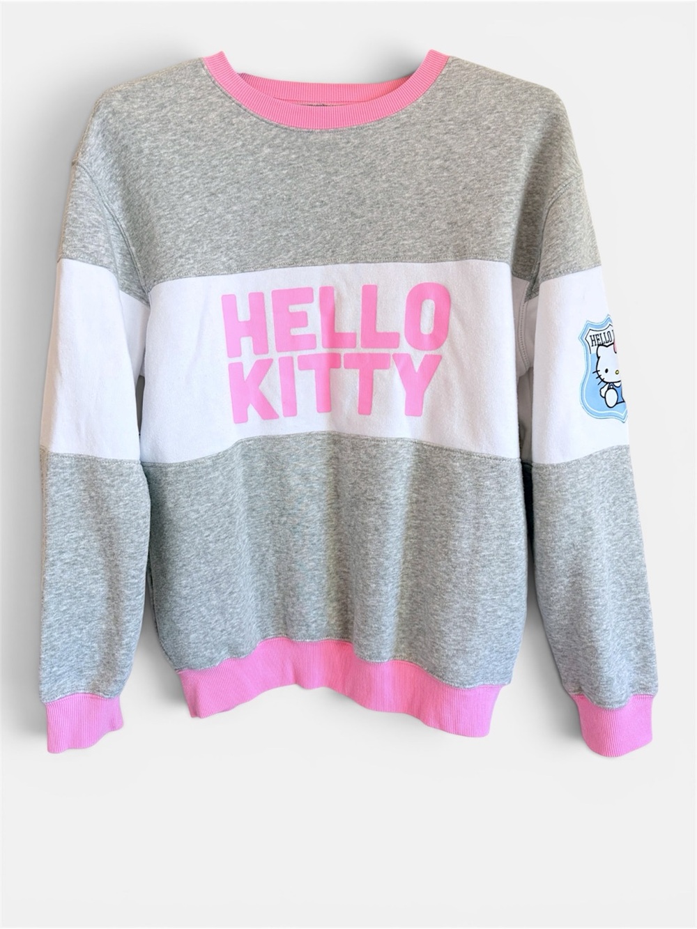 Hello Kitty graphic sweatshirt Sanrio x Hybrid collab, pullover, varsity size S